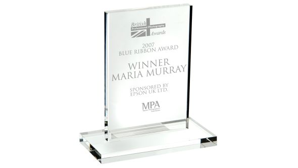 Medium optical crystal rectangular trophy