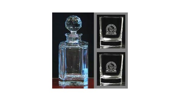 Plain crystal decanter and glass set