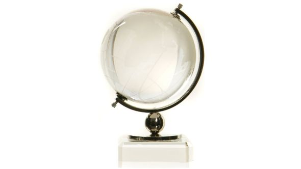 80mm Rotating globe award mounted onto a black crystal base