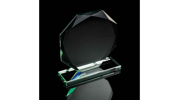 10cm Single facet jade green octagon award