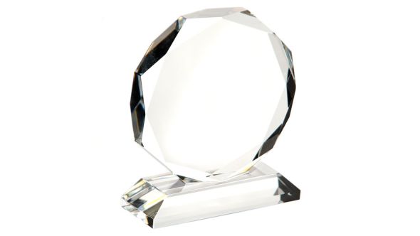 Small optical crystal octagon award