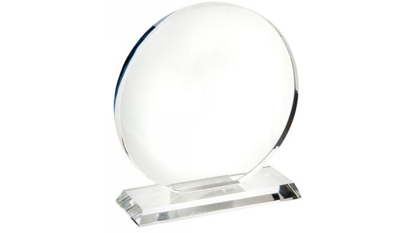 Large optical crystal circle trophy award