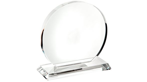 Medium optical crystal circle trophy award