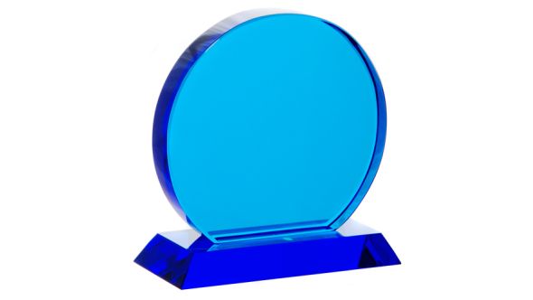 Small  blue crystal circle trophy award