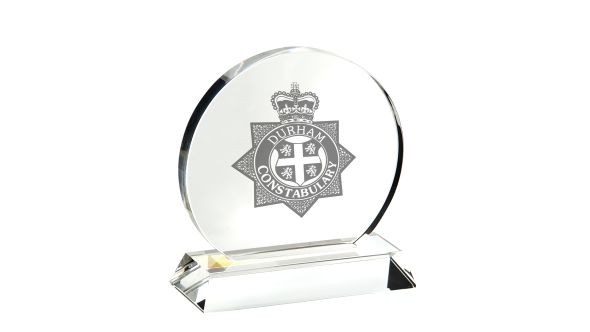 Small optical crystal circle trophy award