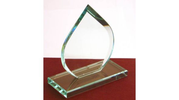 12cm Single facet jade green tear award