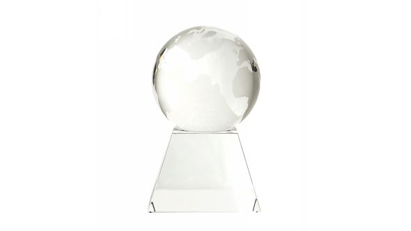 80mm crystal globe mounted onto a pyramid base