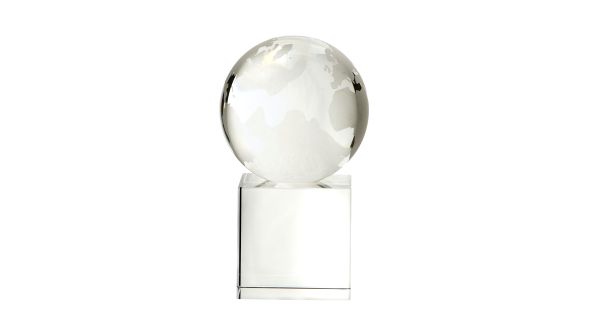 80mm crystal globe mounted onto a cube base