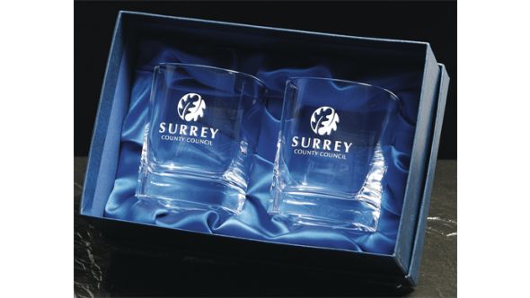 Pair of crystal square tumblers