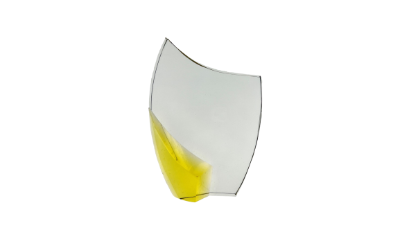 Large Crystal crescent with yellow stand